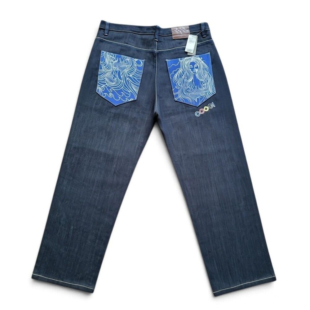 NWT COOGI Vintage Jeans Men's Y2K Baggy Deadstock Embroidered Mermaid 40x34